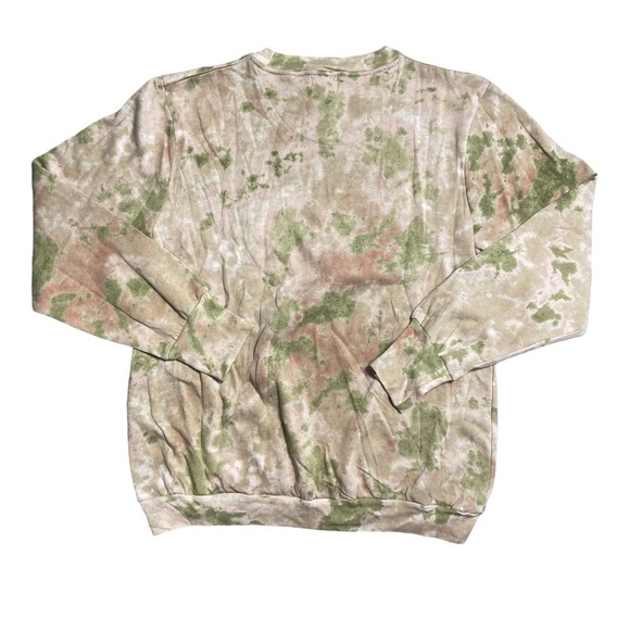 AFRM Munroe Olive Green and Blush Tie Dye Crewneck Pullover M - Picture 6 of 8